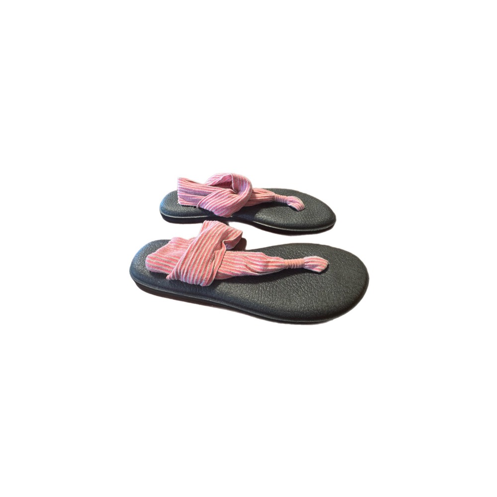Sanuk Yoga Sling 2 Sandals Womens 8 Pink Grey Striped Excellent Yoga Mat Sole